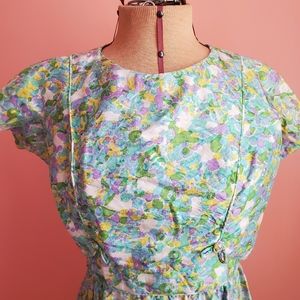 In Springtime  1960s Silk Floral Dress